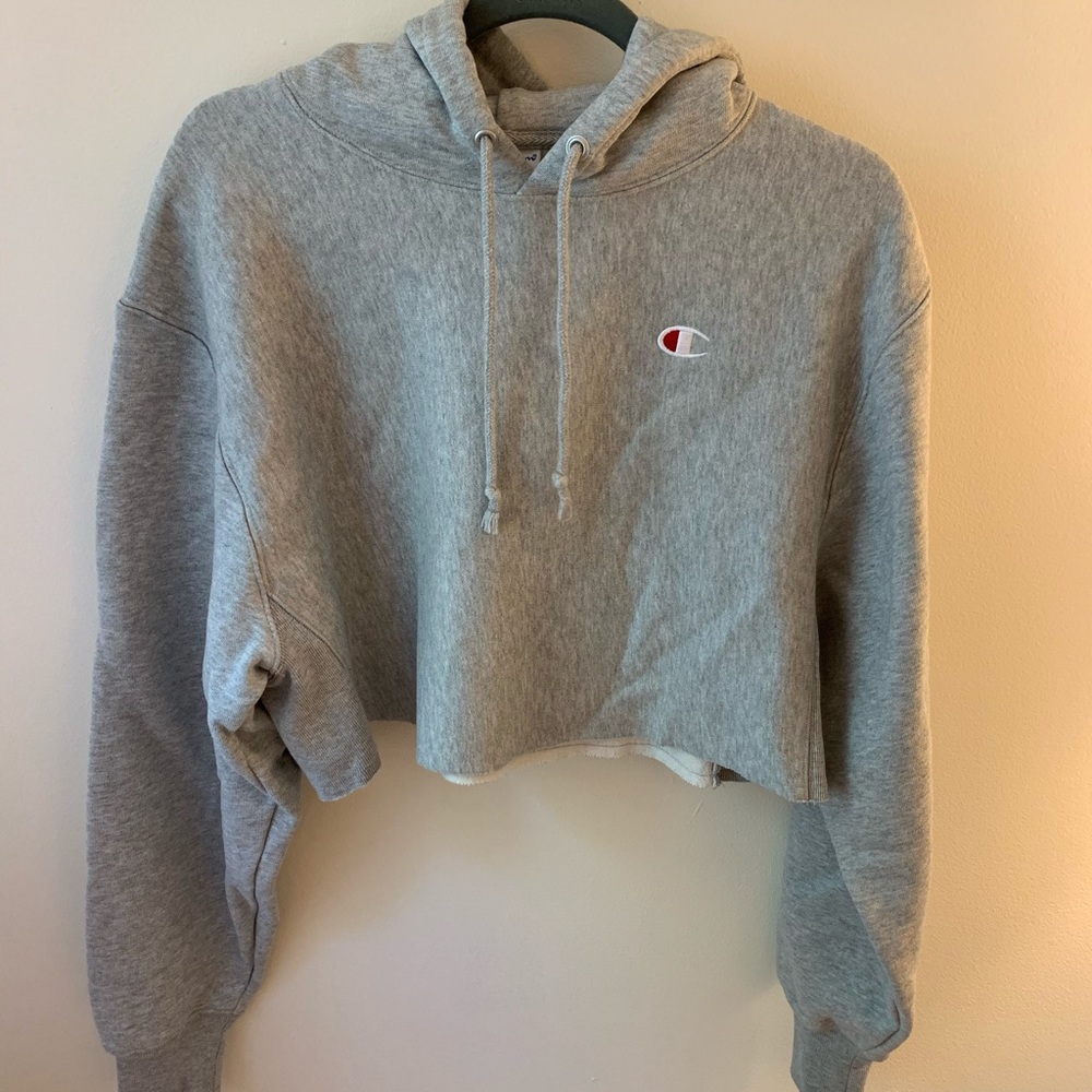 Cropped Grey Champion Hoodie